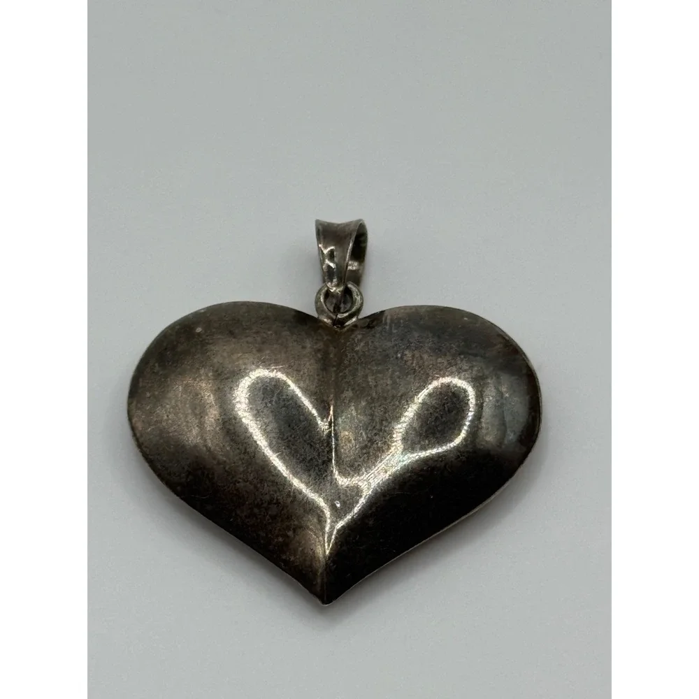 Vintage Sterling Silver 925 Puffy Heart Pendant